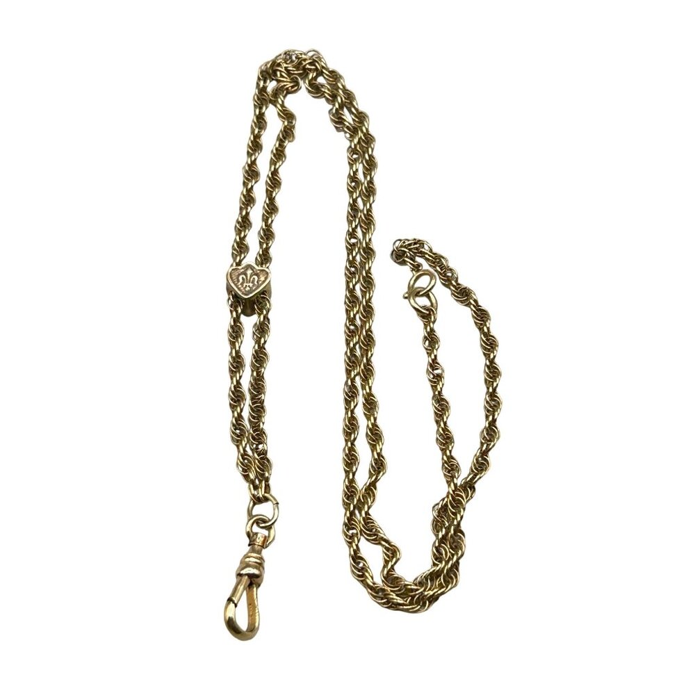 Antique Gold Filled Victorian Watch Locket Chain Opera Necklace Swivel Clip